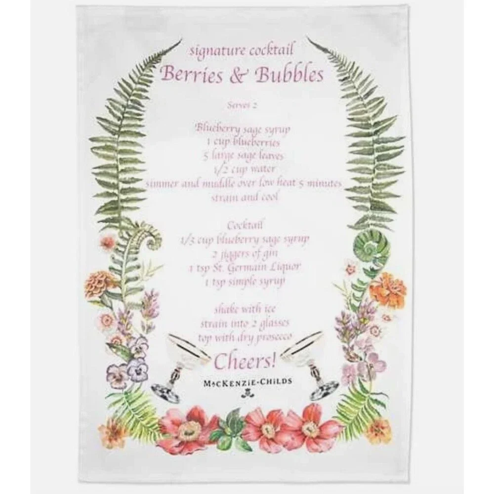 MACKENZIE-CHILDS Berries & Bubbles Dish TOWEL 18
